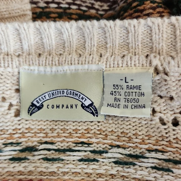 American Vintage Cardigan Cotton Blend Grannycore Floral by BUGC Cream Size L - Picture 14 of 14